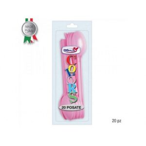 CUCCHIAI PLAST.ROSA 20PZ